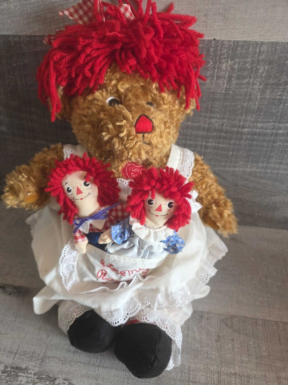 Raggedy Ann & Andy I Love My Raggedy Friends Teddy Bear Applause W/Ragdolls b161